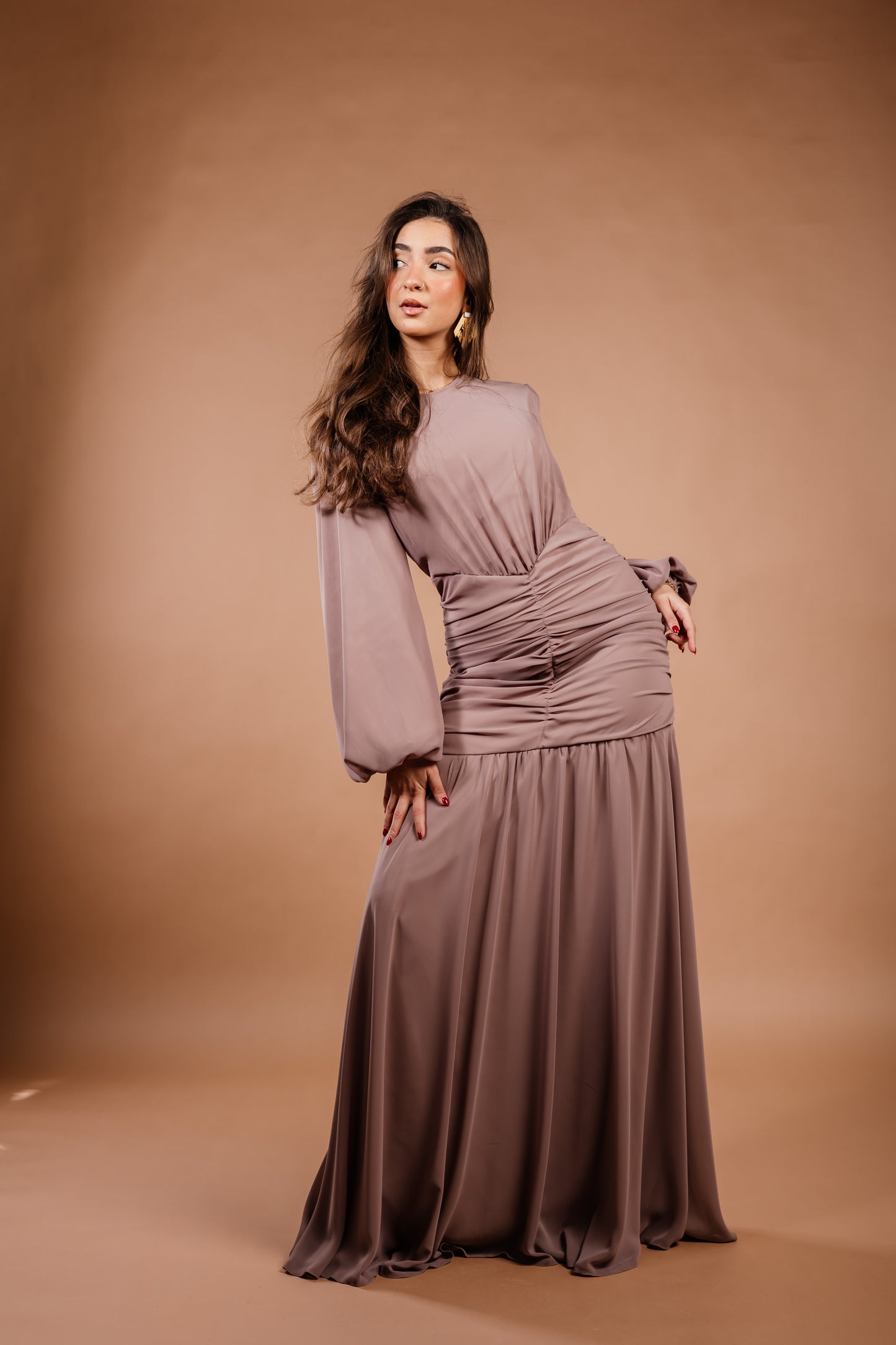 Ripple Dress in Beige