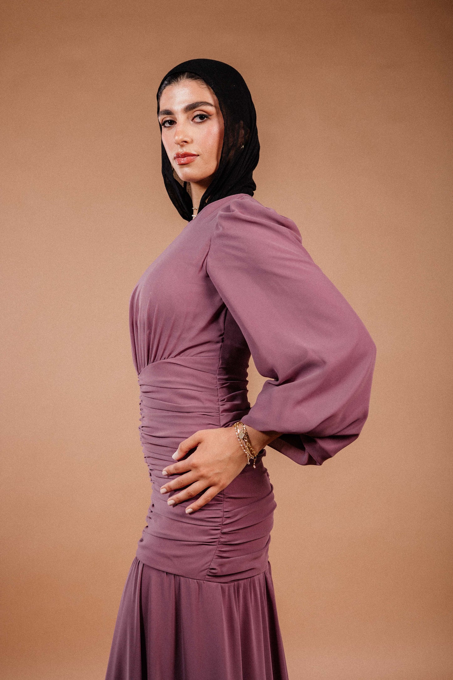 Ripple Dress in Rose Velvet