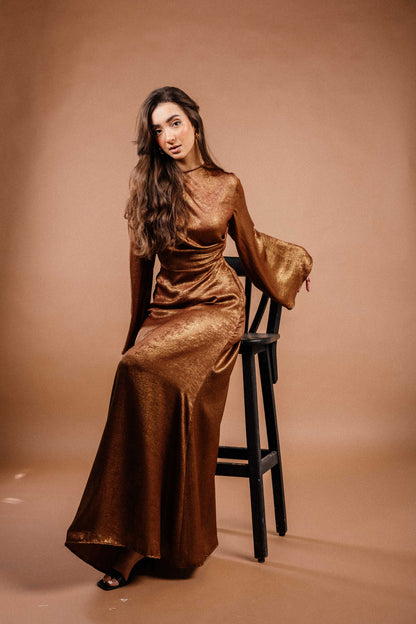 Layali Dress in Copper Gold