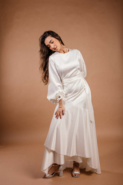 Signature Wrap Dress in Ivory