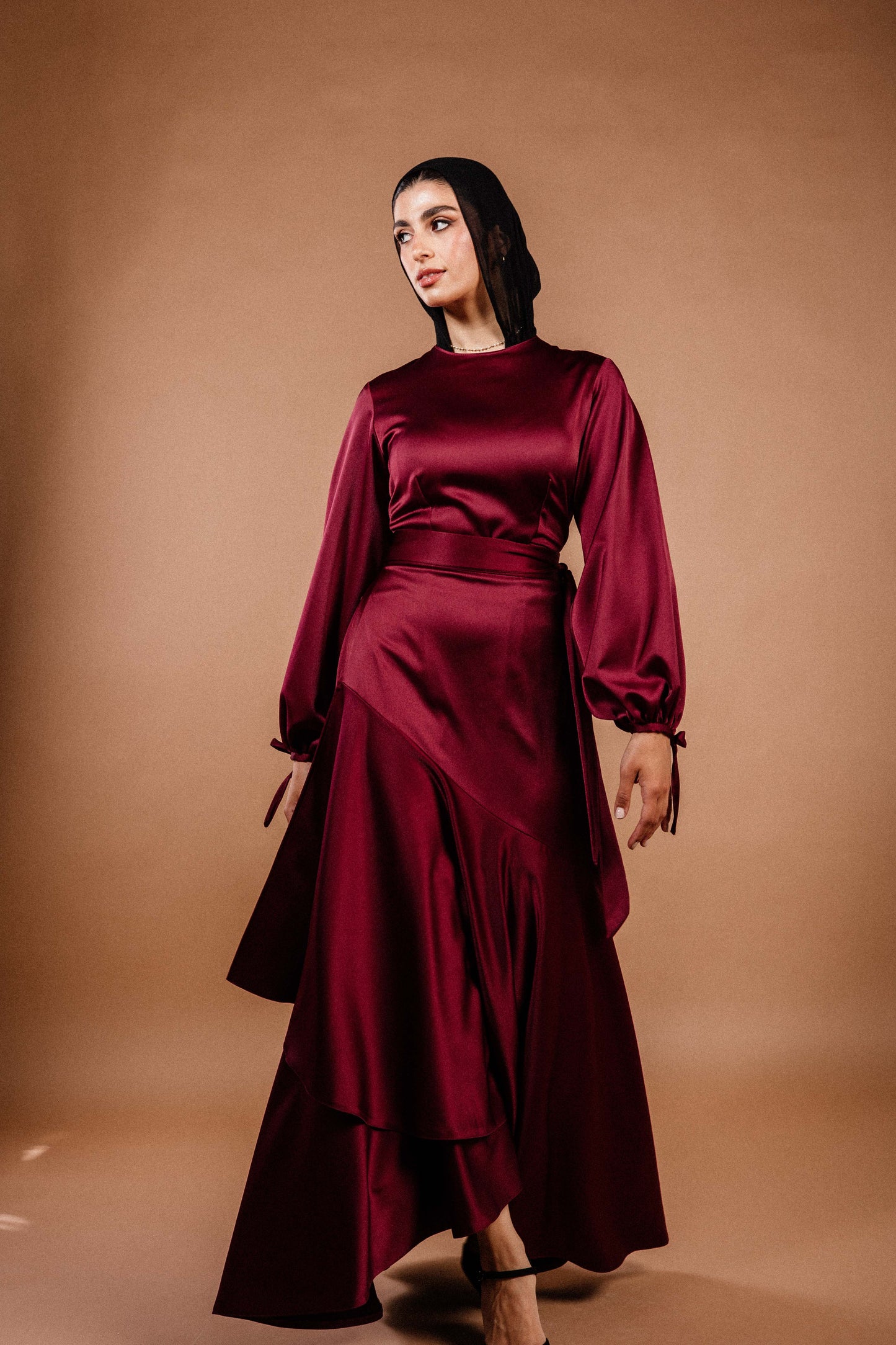 Signature Wrap Dress in Burgundy Sara Eltoukhy Signature Wrap Dress in Burgundy Sara Eltoukhy