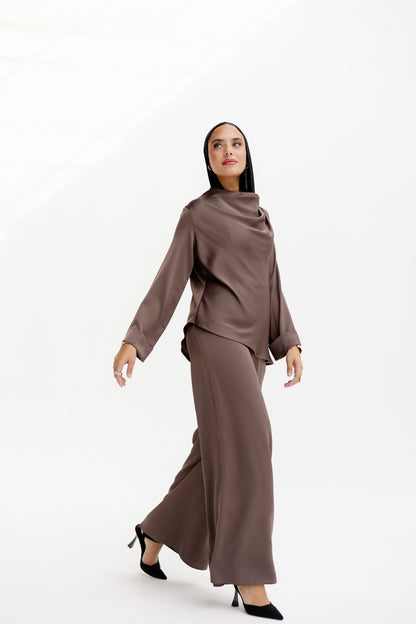 Satin Co-ords in Mocha Mousse