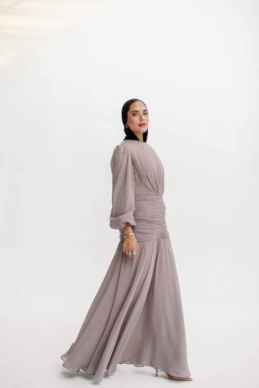 Ripple Dress in Beige