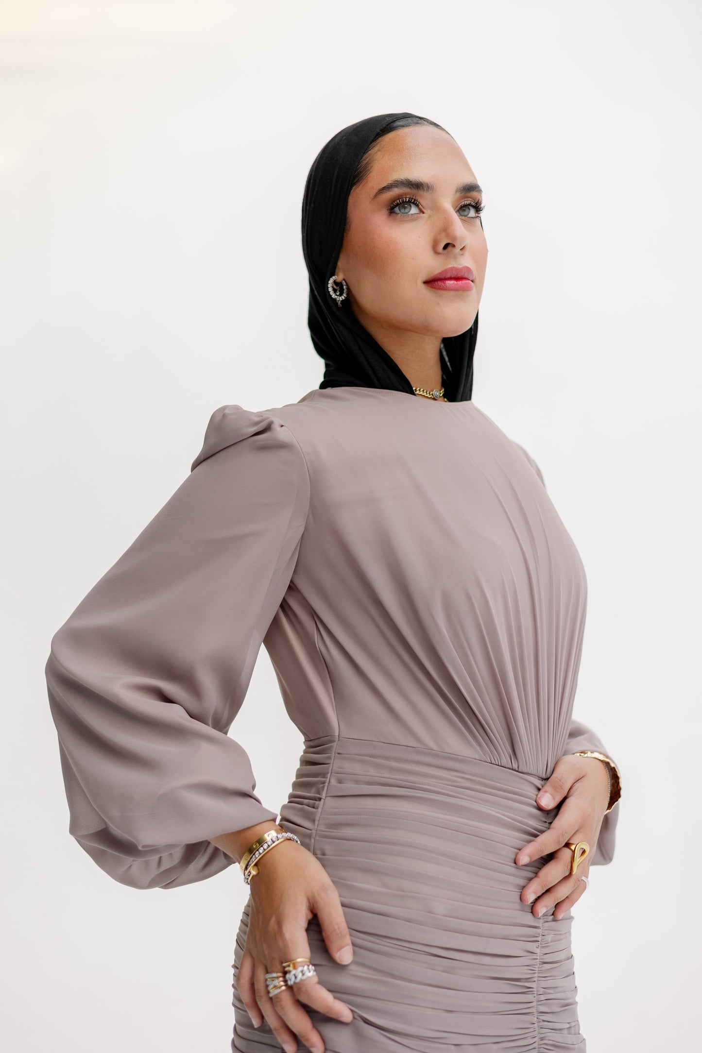 Ripple Dress in Beige