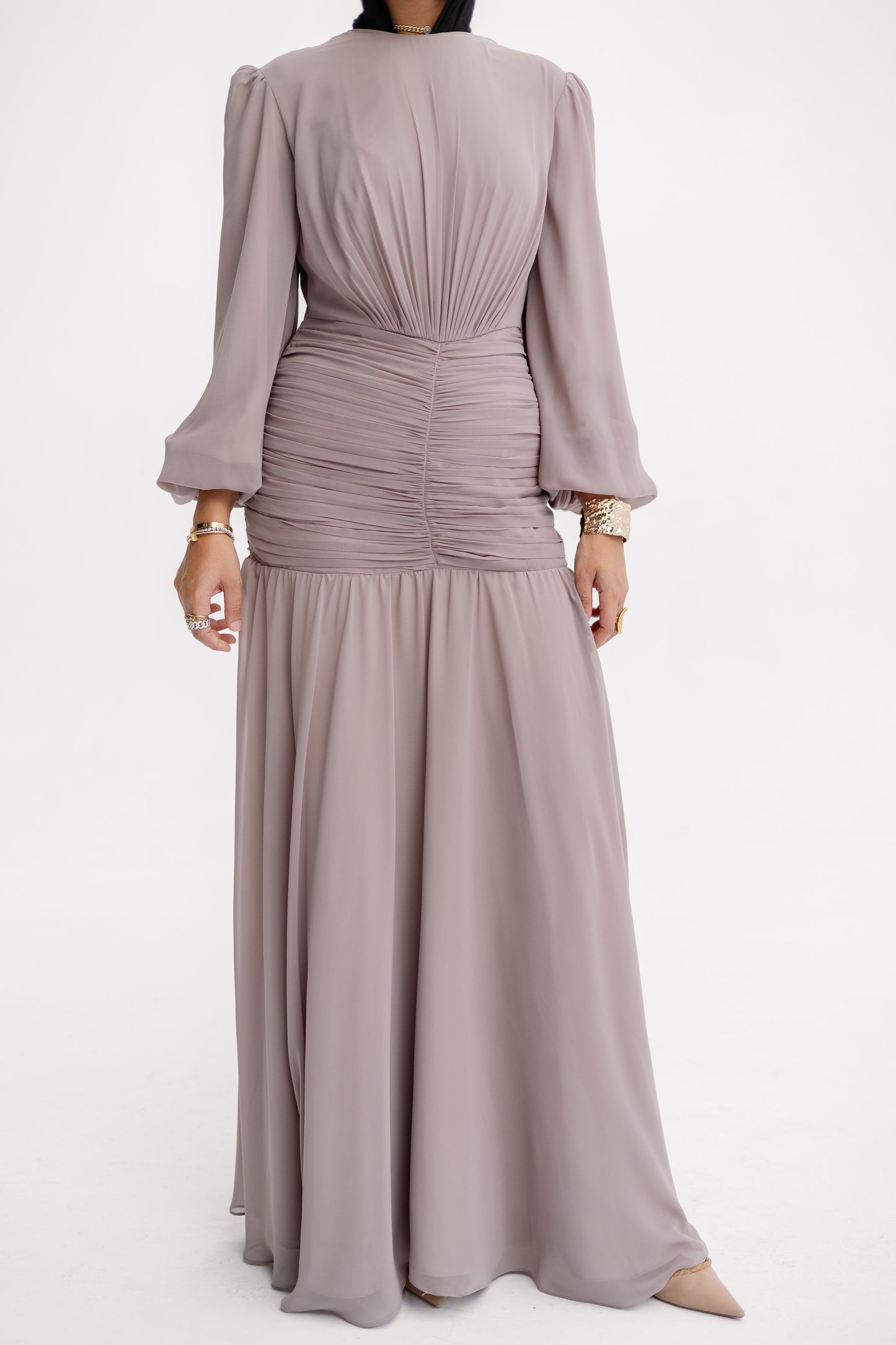 Ripple Dress in Beige