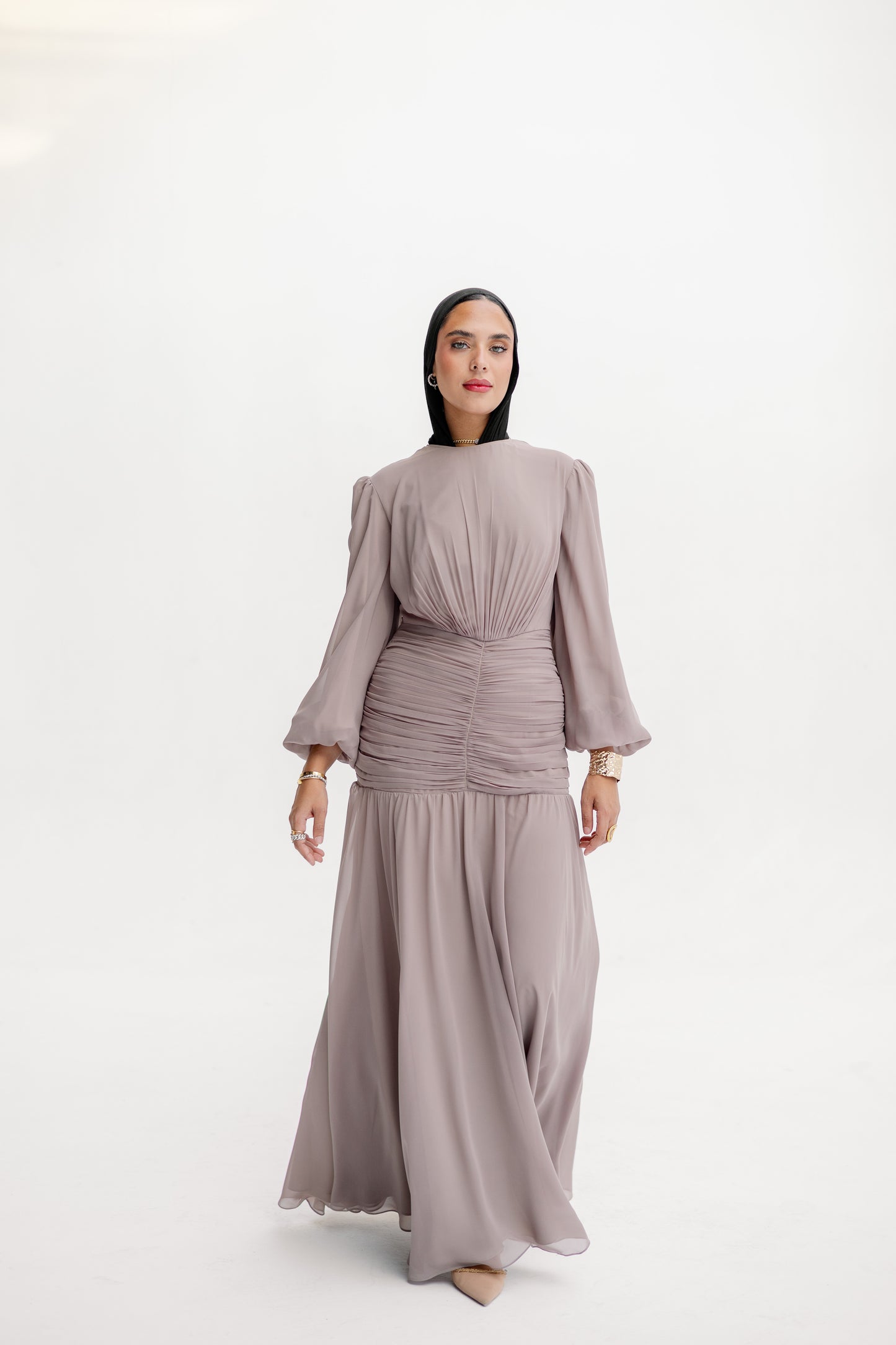 Ripple Dress in Beige