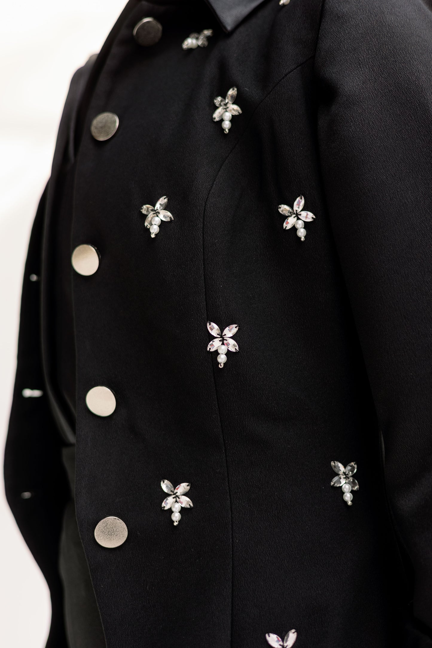 The Hand-Beaded Sculpted Vest in Black