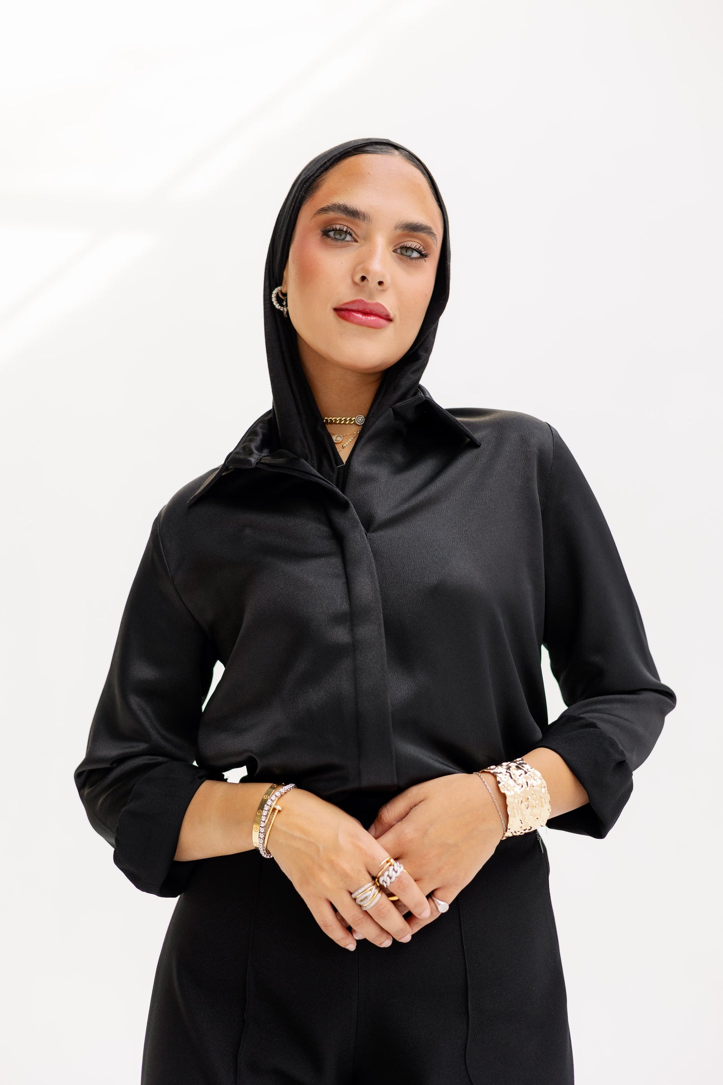 Seamless Satin Chemise - Black