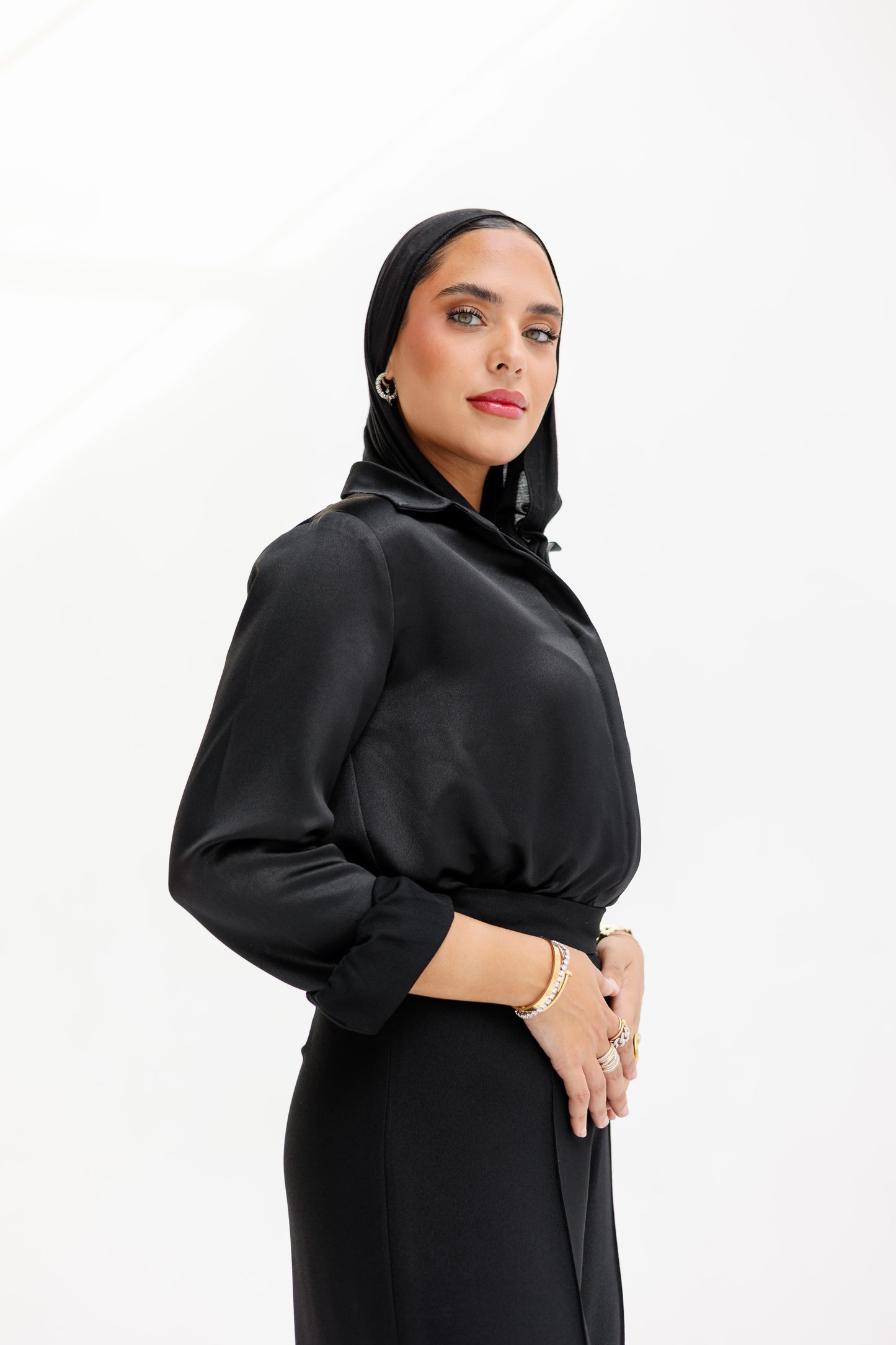 Seamless Satin Chemise - Black