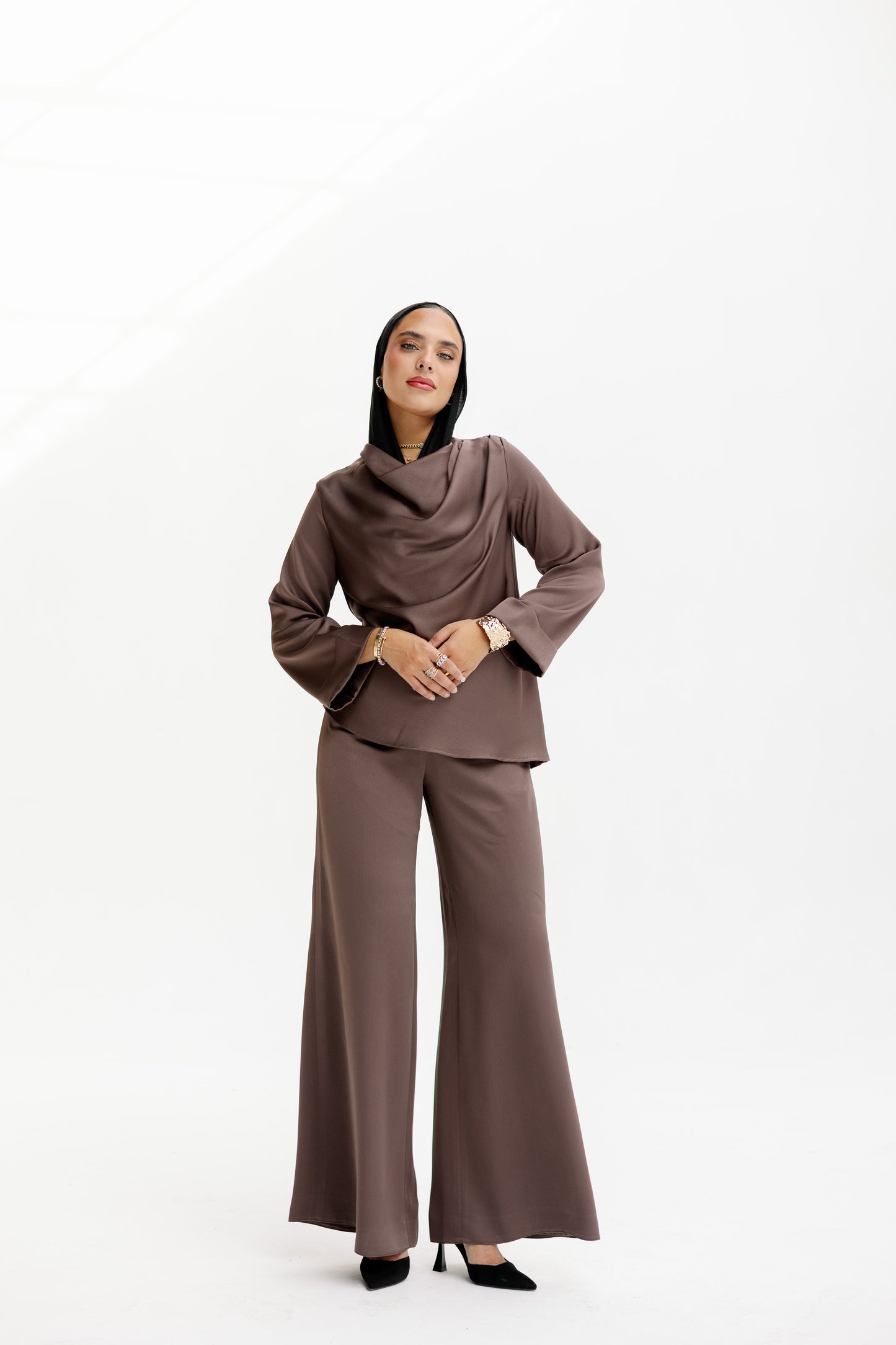 Satin Co-ords in Mocha Mousse