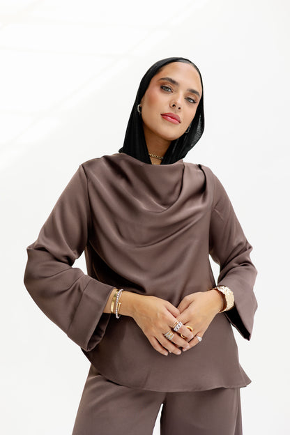 Satin Co-ords in Mocha Mousse